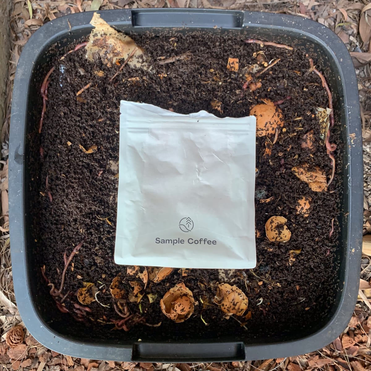 Coffee bag without the label, ready to compost